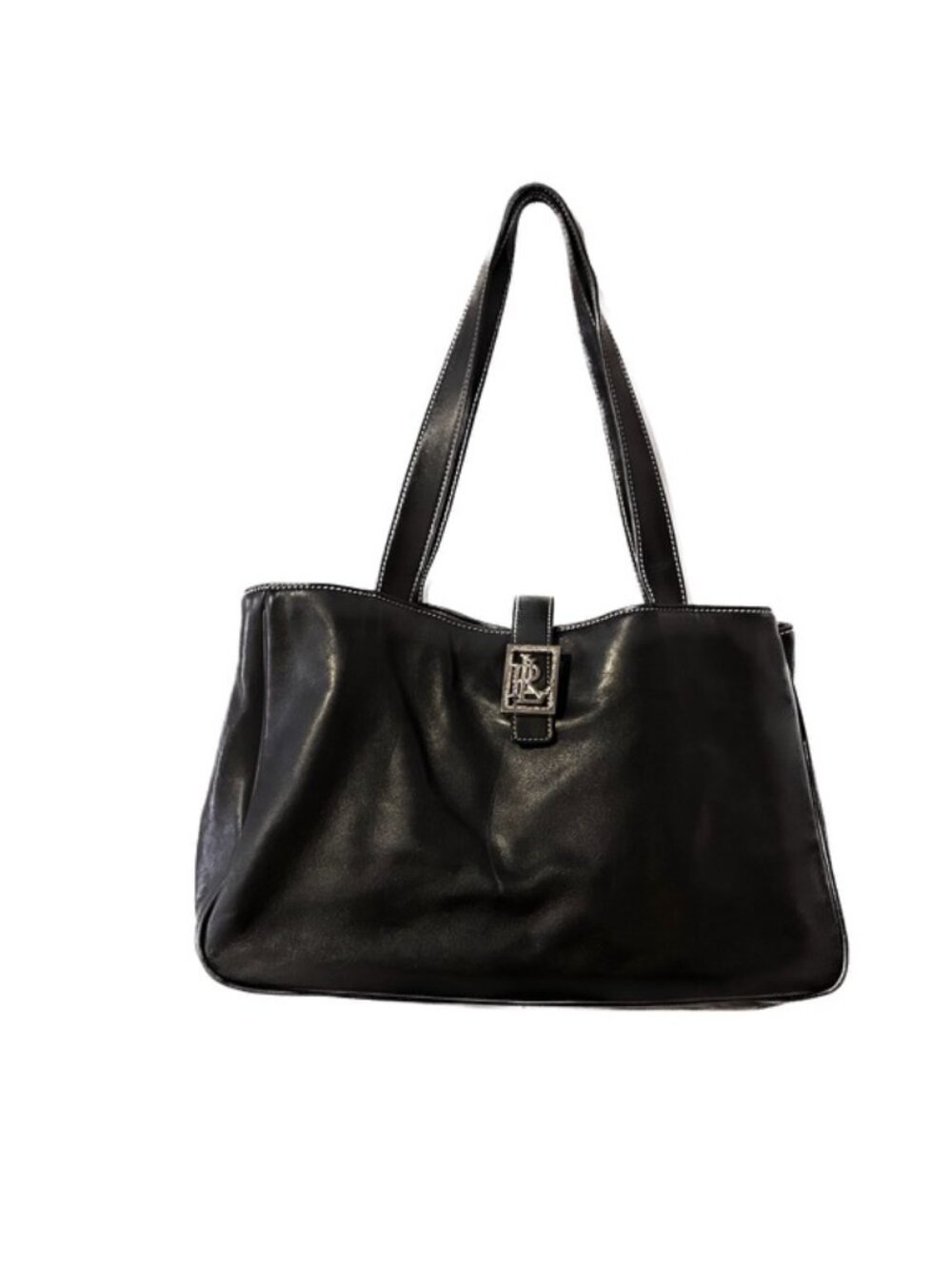 Vintage Lauren Ralph Lauren Black Glove Leather Shopper Tote Bag